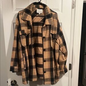 Lucky brand Plaid Tan and Black Women's Jacket